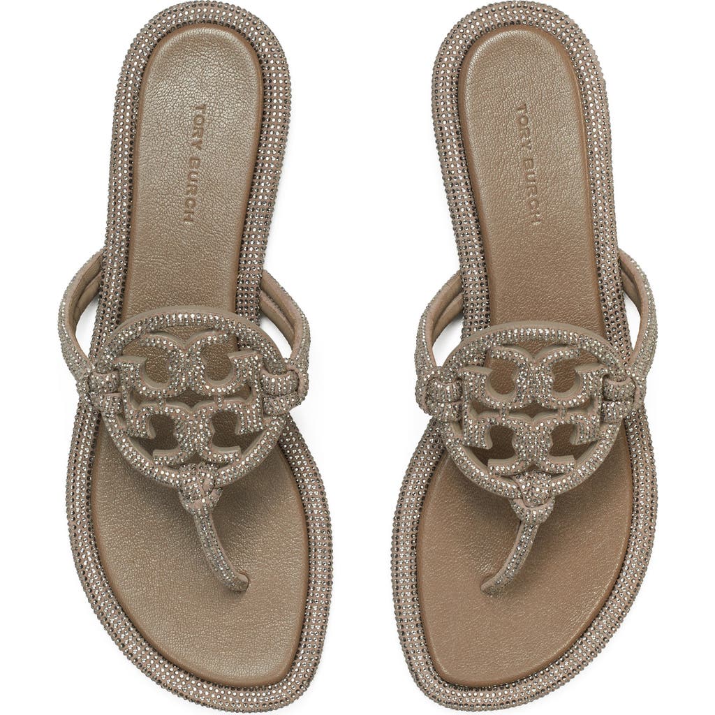 Tory Burch Miller Knotted Pavé Knotted Sandal In Dark Clay
