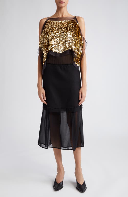 Proenza Schouler Metallic Paillette Bodice Sleeveless Silk Midi Dress Black Multi at Nordstrom,