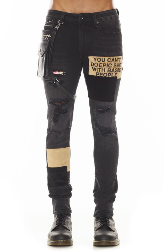 Shop Cult Of Individuality Punk Super Skinny Jeans With Leg Harness In Mixer