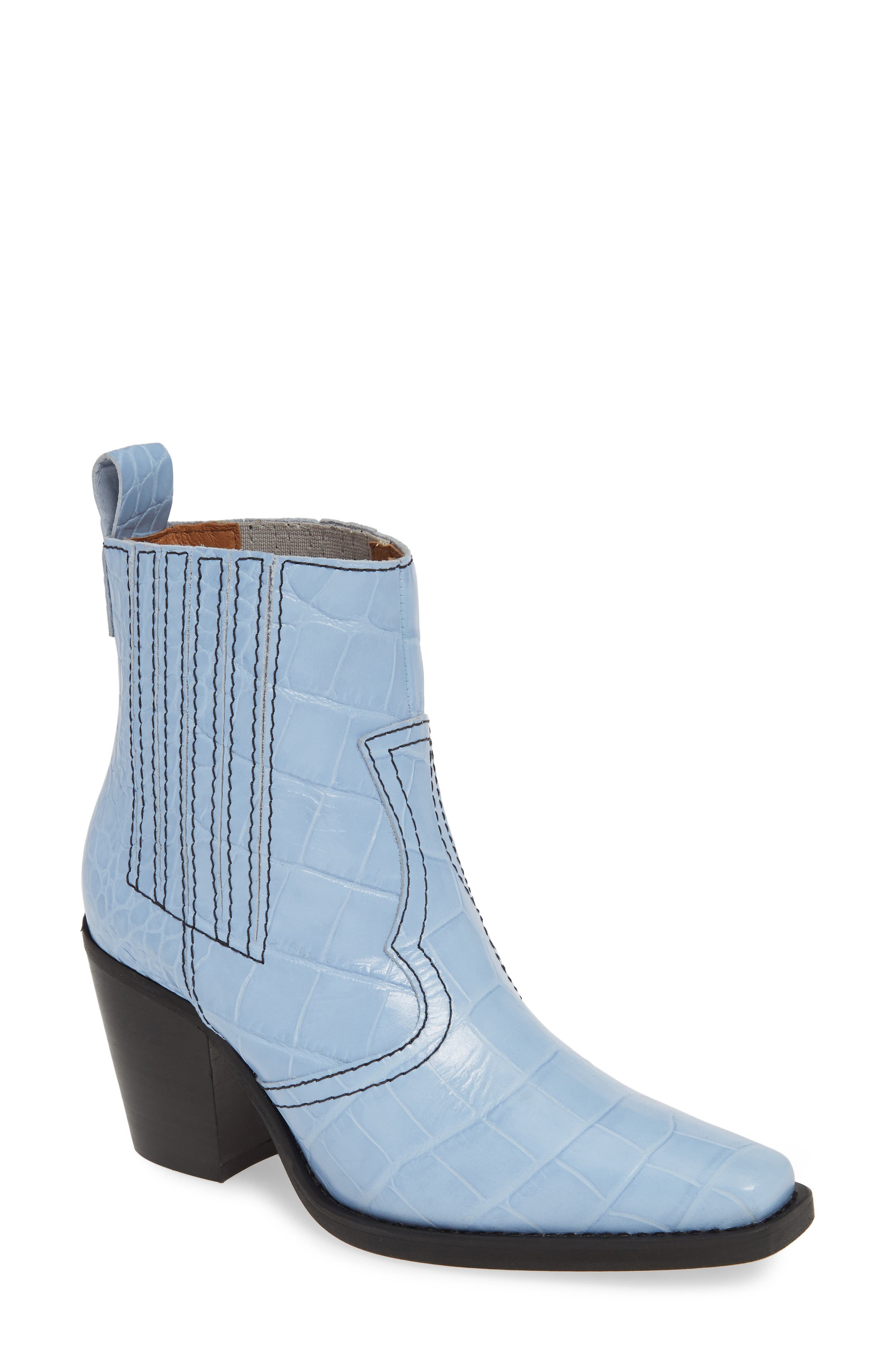 Ganni Western Bootie, Blue