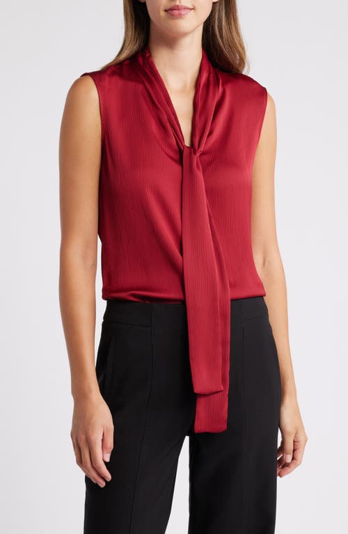 Anne Klein Textured Tie Neck Sleeveless Top in Titian Red 