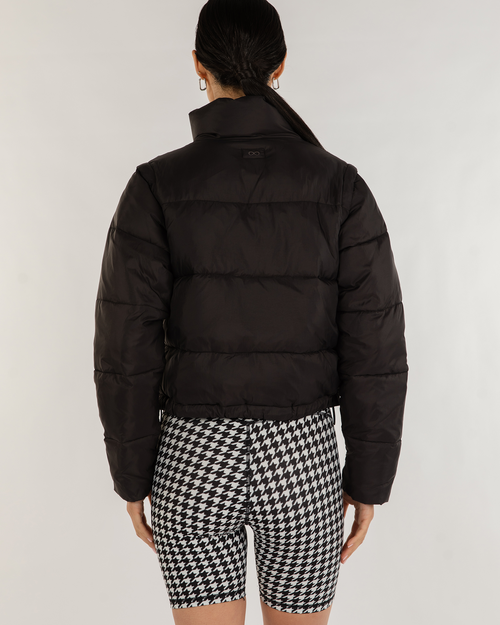 Shop Rebody Active On The Go Puffer Convertible Jacket Vest In Black