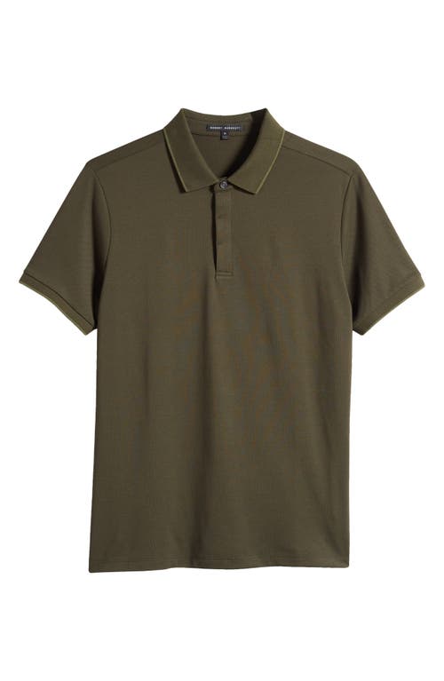 Shop Robert Barakett Hunter Tipped Solid Polo In Olive