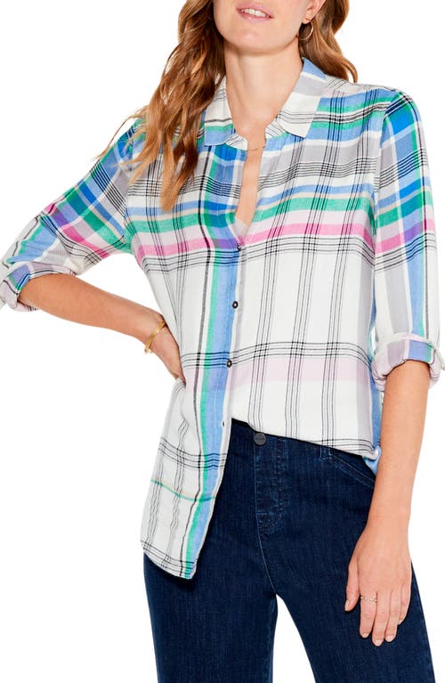 NIC+ZOE Here to There Plaid Button-Up Shirt in Cream Multi