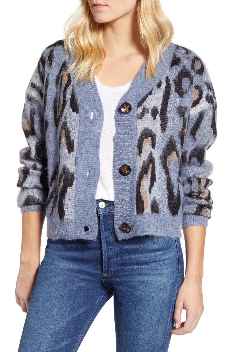 RD Style Leopard Jacquard Cardigan Sweater | Nordstrom