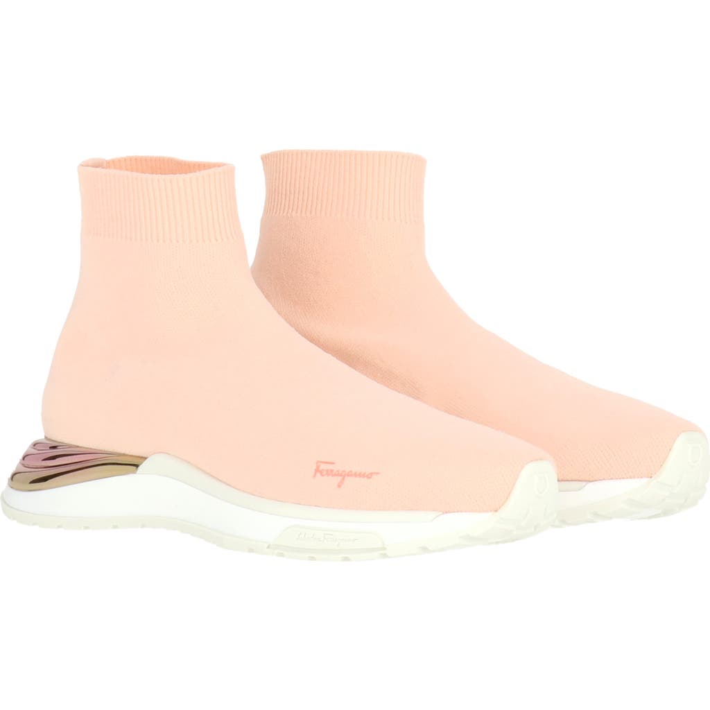 Ferragamo Ninette Knit Sock Sneaker In Light Pink