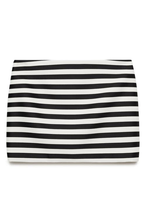 Shop Mango Stripe Knit Miniskirt In Off White