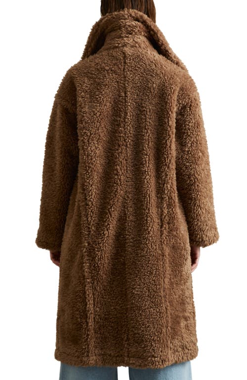 Shop Reiss Darla Double Breasted Faux Fur Coat In Brown