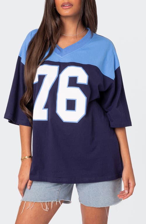 EDIKTED 76 Oversize Cotton Graphic T-Shirt Navy at Nordstrom,