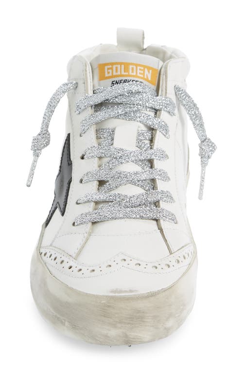 Golden Goose Mid Star Sneaker In White/black/silver
