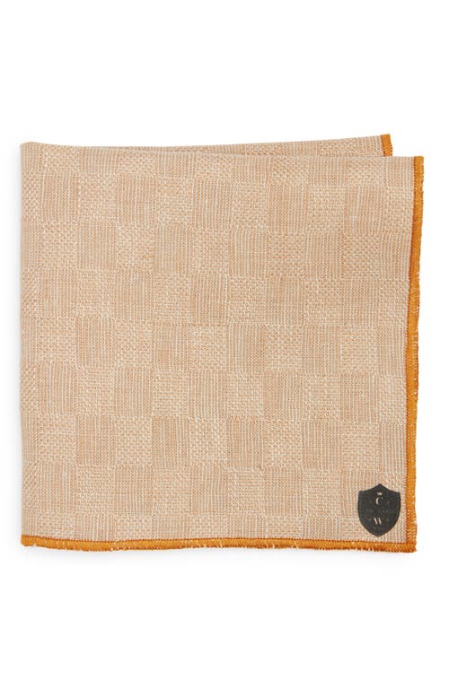 Check Linen Pocket Square in Tan