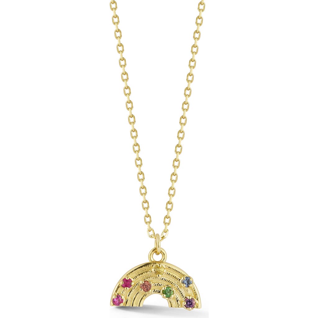 Ember Fine Jewelry Rainbow Semiprecious Stone Pendant Necklace In Gold