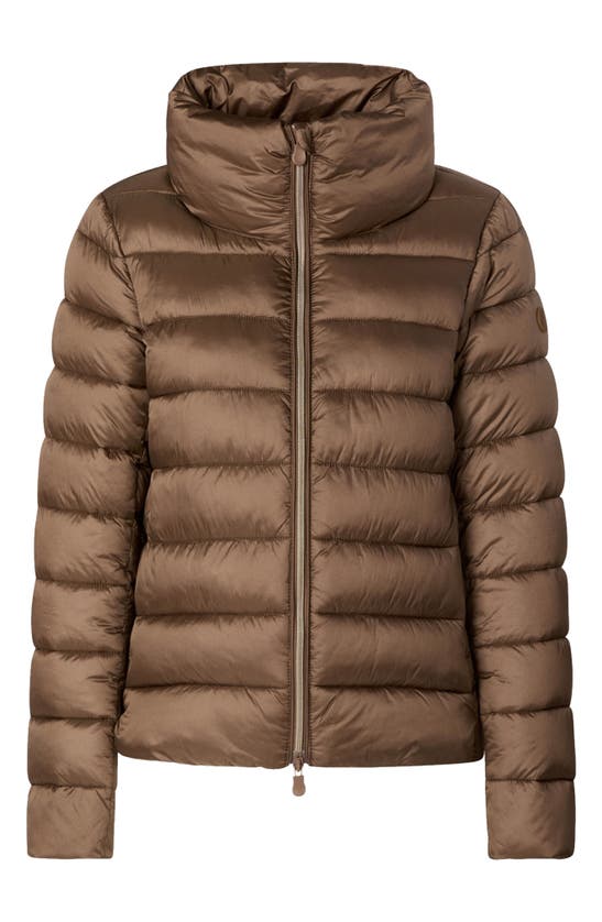 Save The Duck Elsie Waterproof Puffer Jacket In Coffee Brown