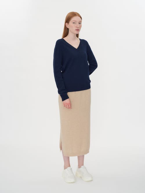 Shop Gobi Cashmere V-neck Sweater In Navy