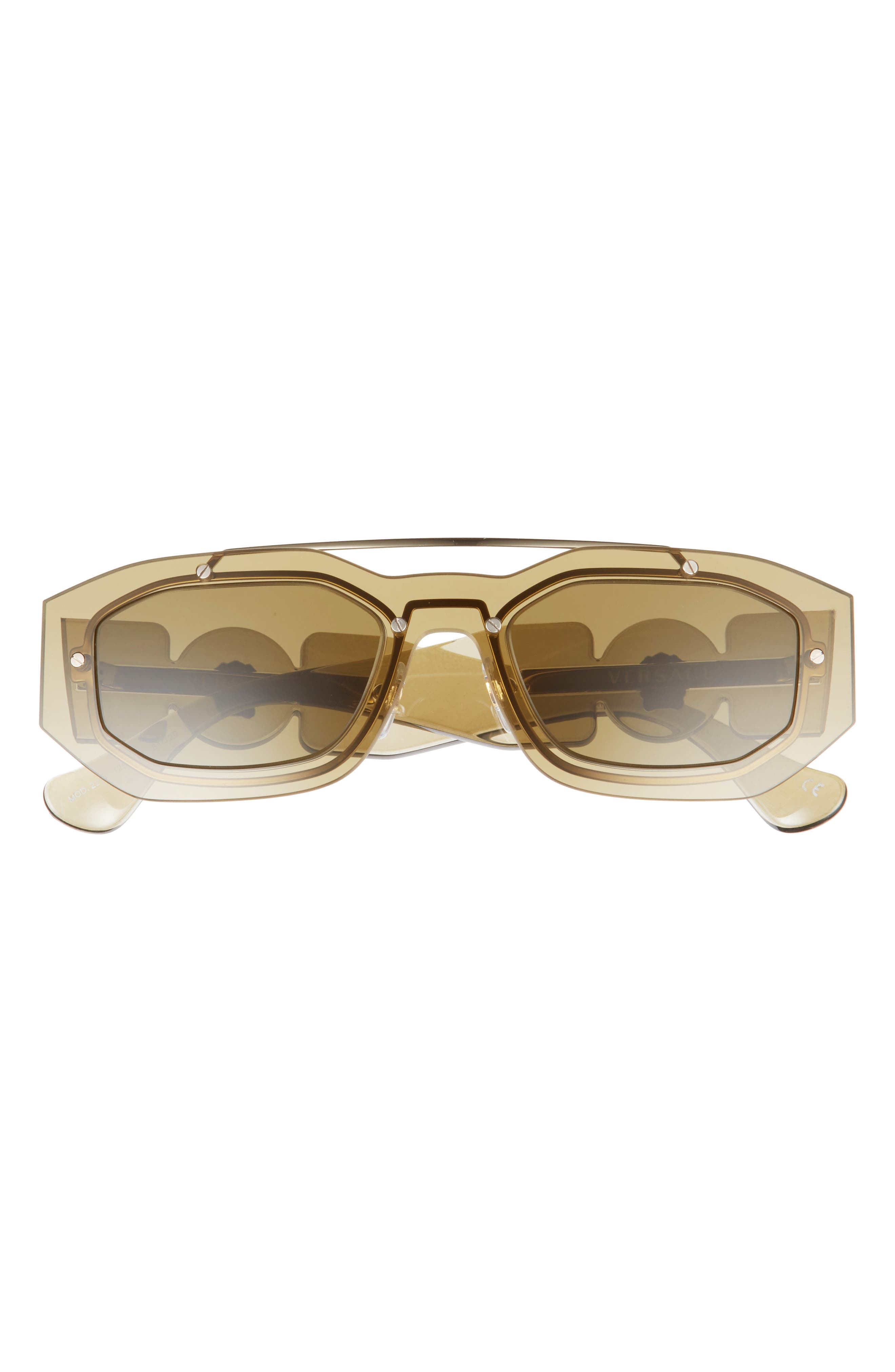  Versace Man Sunglasses Gold Frame, Light Brown Mirror