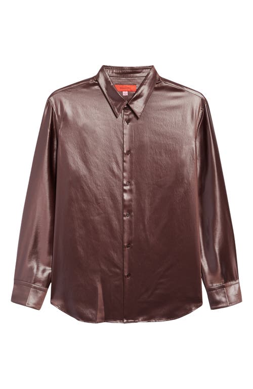 Eckhaus Latta Open Back Satin Button-Up Shirt in Chocolate