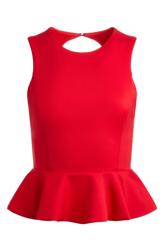 Shop Alice And Olivia Poppy Peplum Top In Bright Ruby