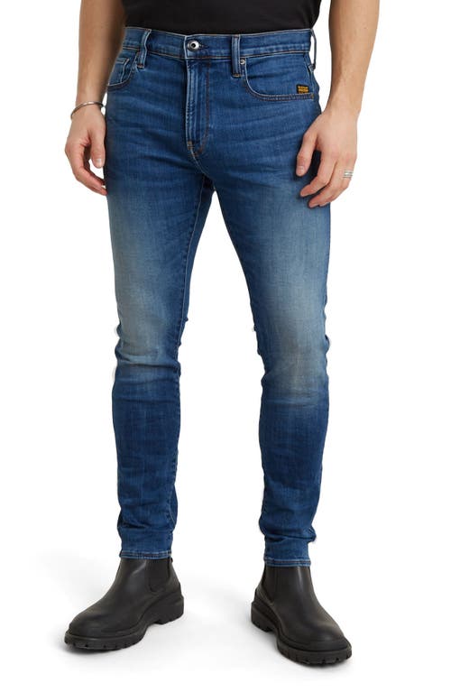 D-Staq 3D Slim Fit Jeans in Medium Indigo Aged
