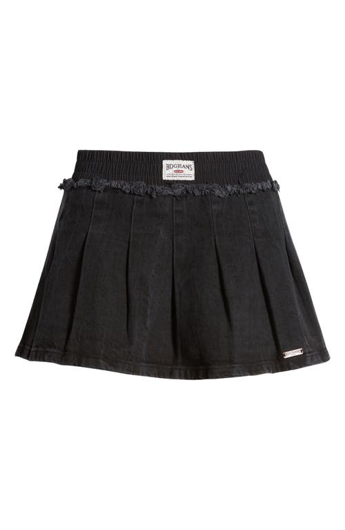 Shop Bdg Urban Outfitters Alexandra Pleated Denim Miniskirt In Black Denim