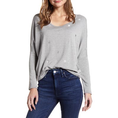 Cupcakes And Cashmere Olympia Star Embroidered French Terry Sweatshirt, Grey