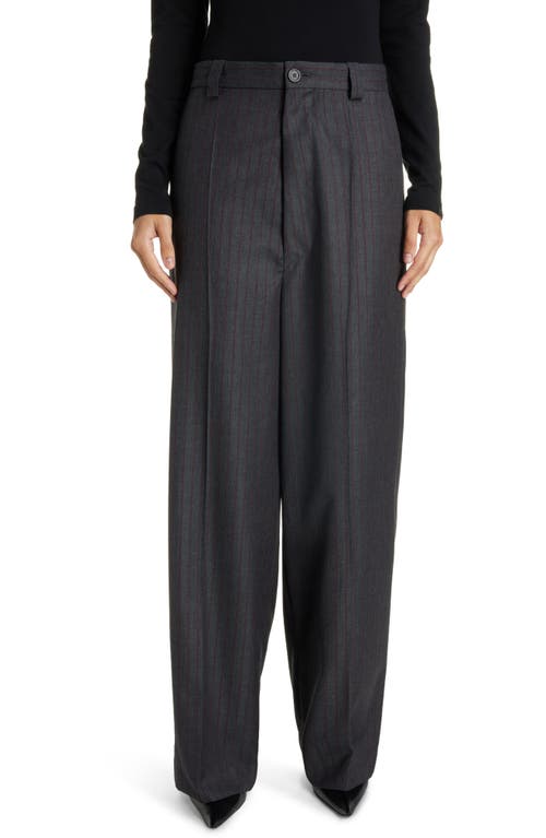 Balenciaga Gender Inclusive Relaxed Fit Pinstripe Virgin Wool Pants In Gray