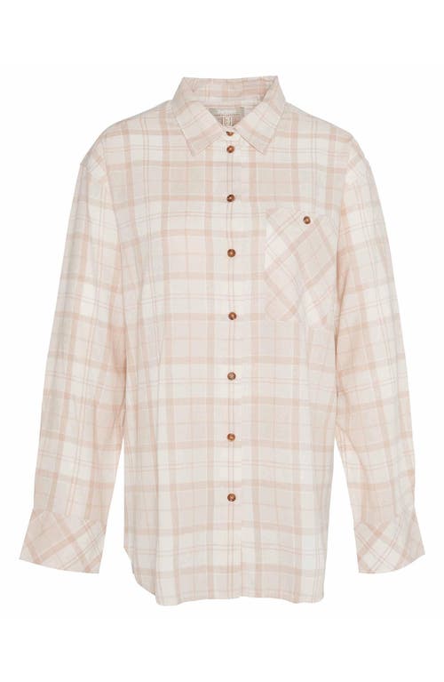 Shop Barbour Aubrey Check Button Front Shirt In Winter White Tartan