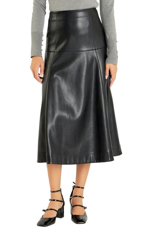 Shop English Factory High Waist Faux Leather Midi Skirt In Black