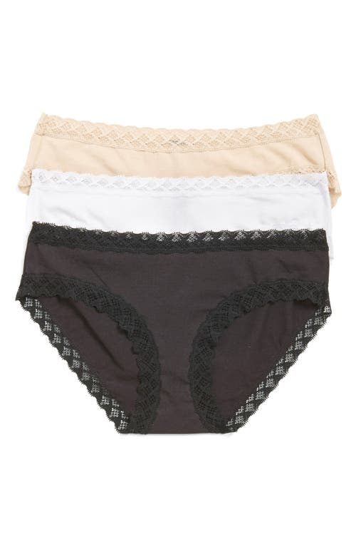 Natori Bliss 3-pack Cotton Blend Briefs In Black/cafe/white