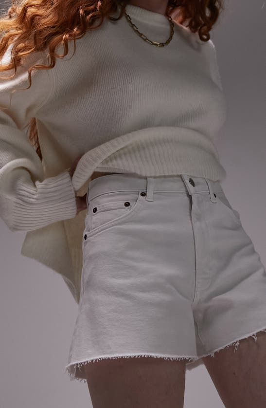 Shop Topshop Denim Comfort Stretch Shorts In White