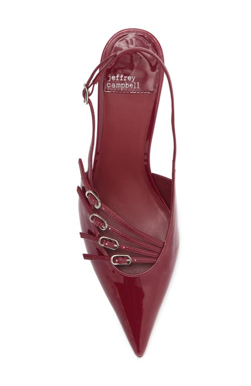 Jeffrey Campbell Lash Pointed Toe Kitten Heel Sandal In Cherry Red Patent