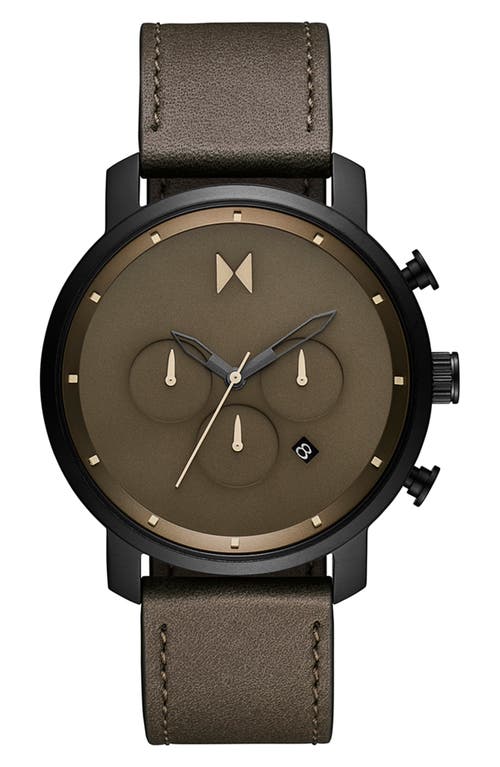 MVMT Chronograph Leather Strap Watch, 45mm in Green at Nordstrom