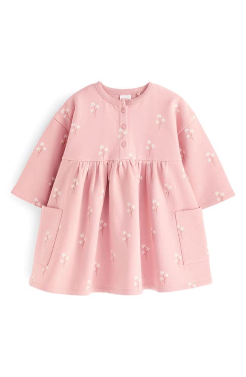 Shop Next Kids' Floral Long Sleeve Sweatshirt Dress In Pink