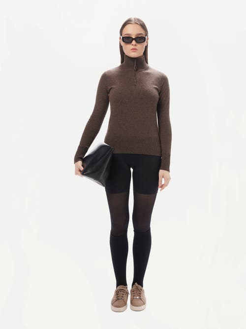 Shop Gobi Cashmere Quarter Zip Cashmere Sweater In Cocoa