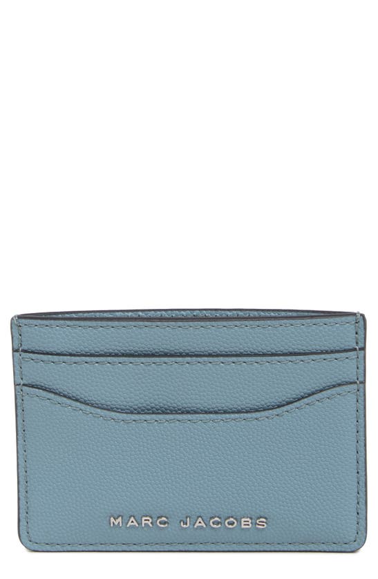 Marc Jacobs Pebbled Leather Card Case In Stone Blue