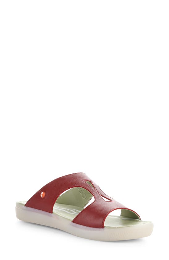 Shop Softinos By Fly London Inbe Slide Sandal In Red Smooth Leather