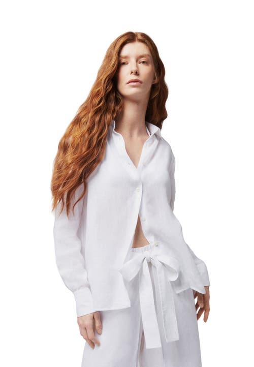 Shop Vilebrequin Solid Linen Shirt- X Angelo Tarlazzi In Blanc