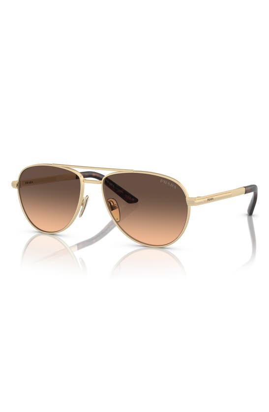 Shop Prada 60mm Pilot Sunglasses In Matte Pale Gold