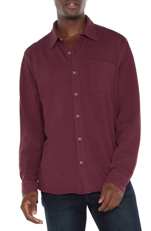 Shop Liverpool Knit Button-up Shirt In Wine