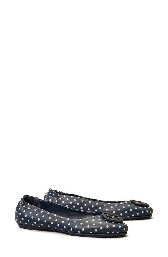 Tory Burch Minnie Travel Ballet Flat In Classic Dots Navy