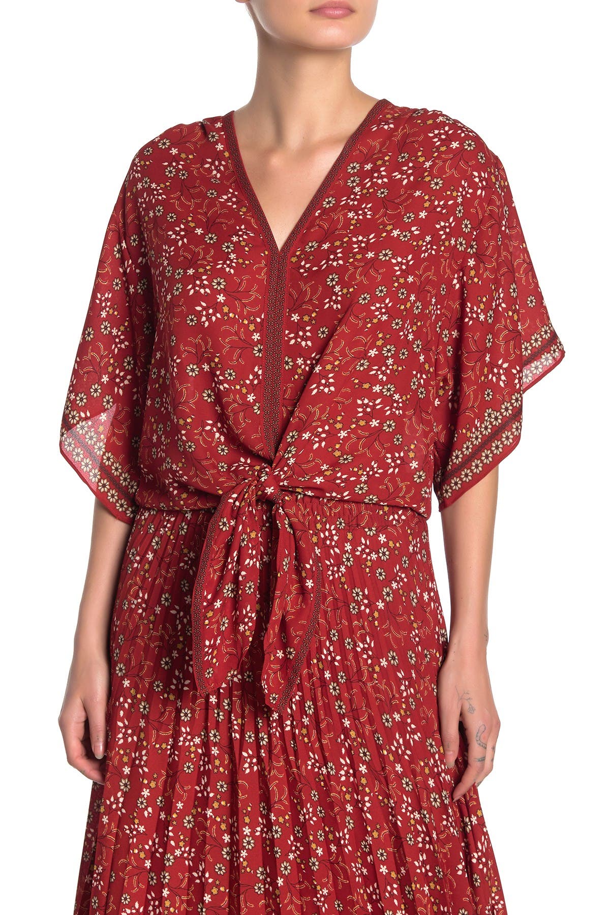 tie front kimono gown