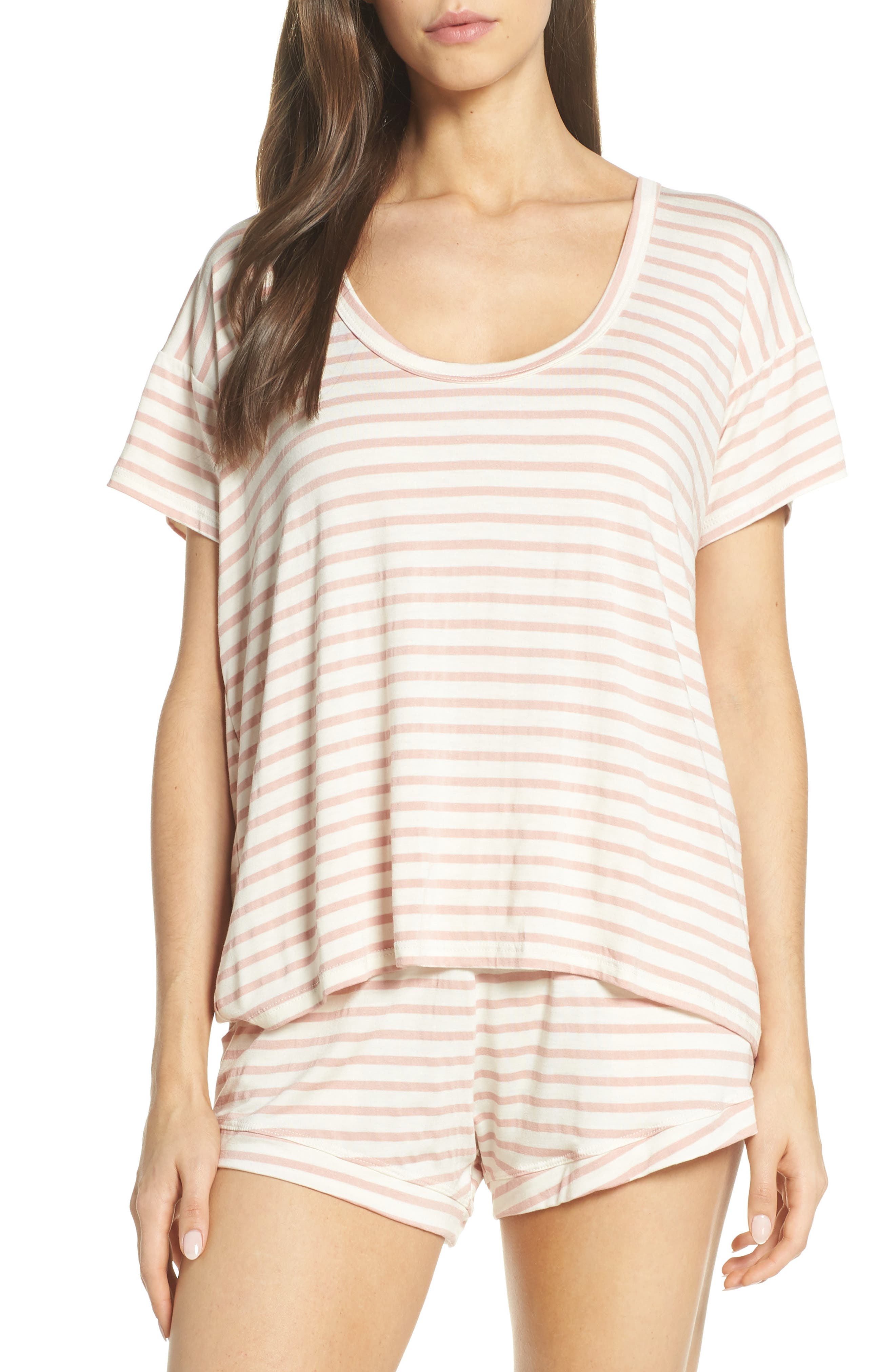 Maison Du Soir Kira Stripe Pajama Tee, Pink