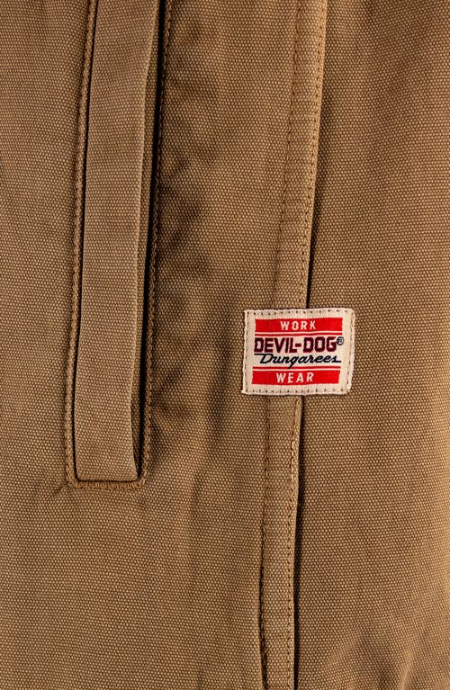 Shop Devil-dog Dungarees Cotton Canvas Shirt Jacket In Walnut