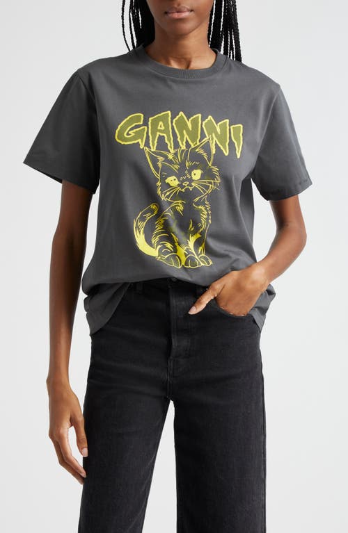 Ganni Kitty Organic Cotton Graphic T-Shirt Volcanic Ash at Nordstrom,