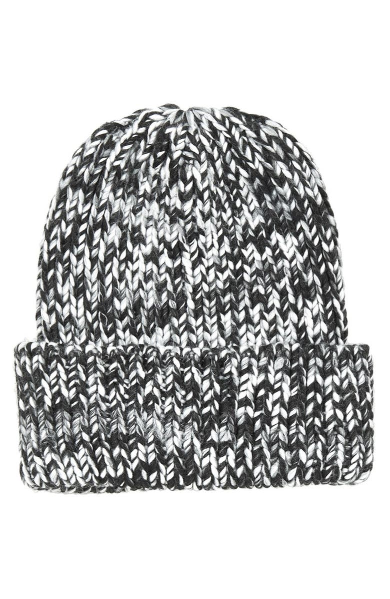 TOPSHOP Rib Knit Beanie, Main, color, 020