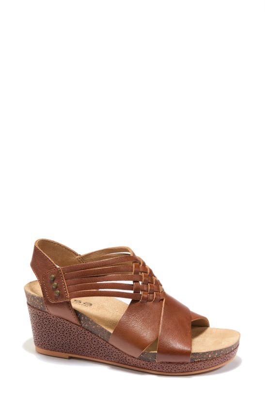 Shop Halsa Footwear Gianna Wedge Sandal In Cognac