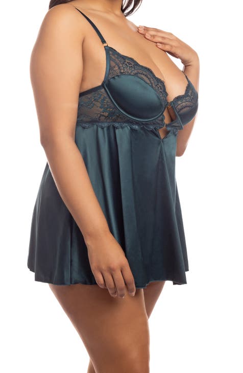 Oh La La Cheri Plus Size Underwire Lingerie Teddy With Floral Lace  Detailing And Trellis Mesh Paneling In Cherries Jubilee