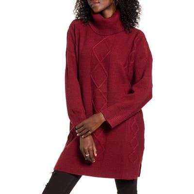 Minkpink Lesley Cable Tunic Sweater, Burgundy