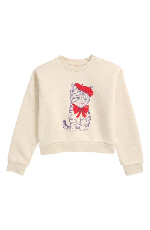 Tucker + Tate Kids' Graphic Print Sweatshirt in Beige Light Heather Cute Cat 