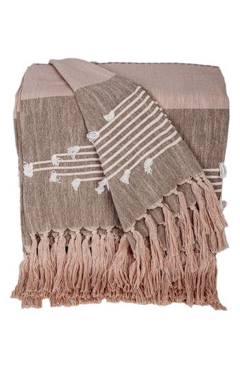 Parkland Collection Adonia Fringe Throw Blanket In Coffee Grey