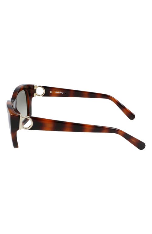 Shop Ferragamo 53mm Rectangular Sunglasses In Tortoise/khaki